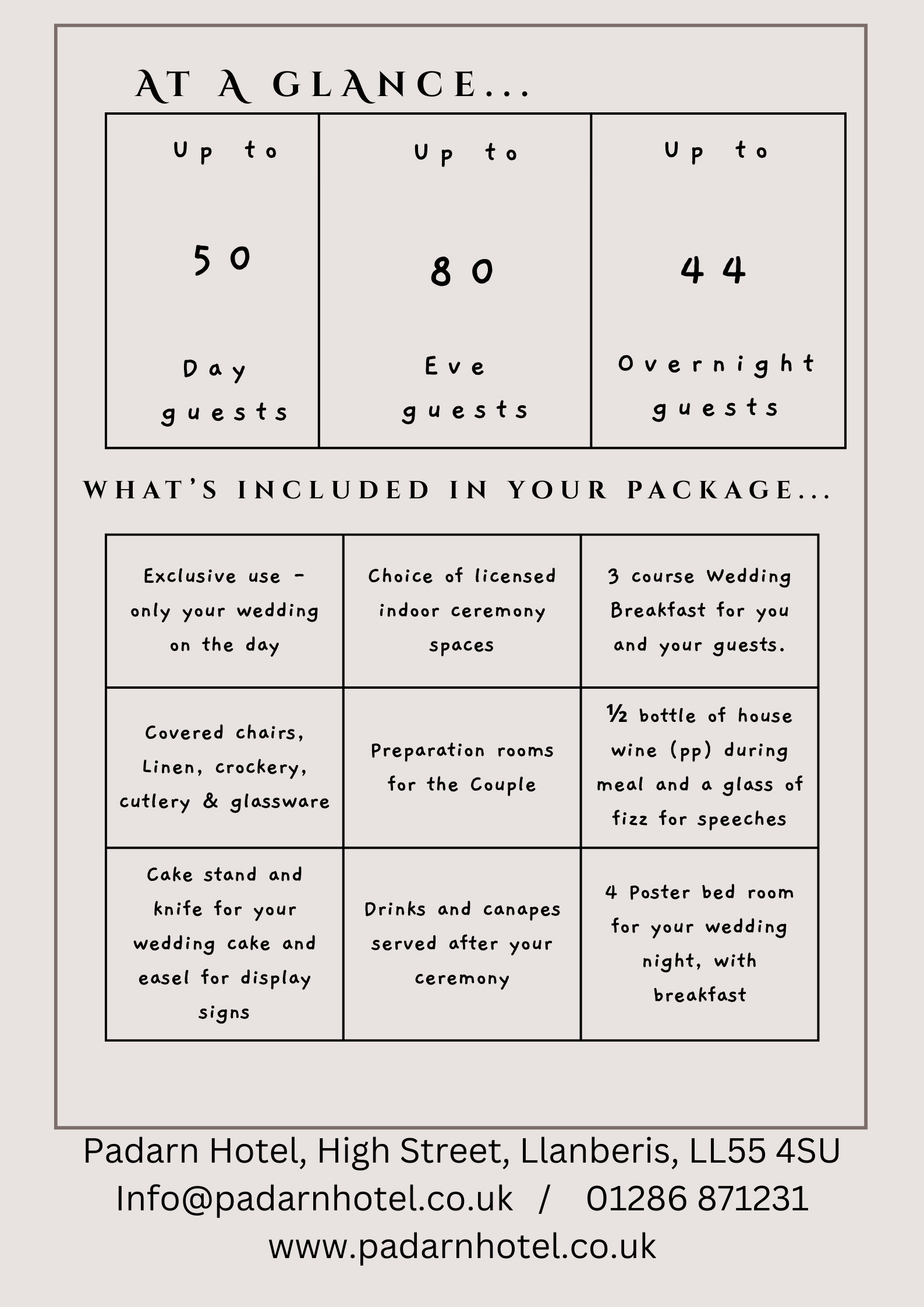 Wedding brochure at a glance